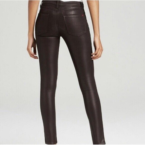 Spanx Jeans Womens 29 Purple Aubergine Slim-X Skinny Faux Leather Wax Coated New - Picture 1 of 16